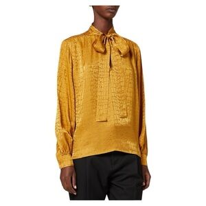 ANINE BING Delilah Tie-Neck Jacquard Blouse